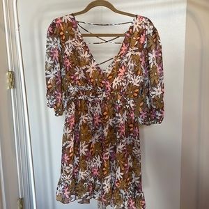 Lush floral dress with cross back